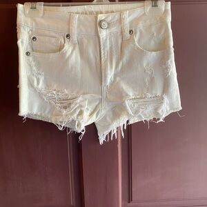 White Distressed Denim Shorts